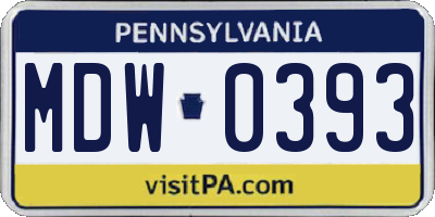 PA license plate MDW0393