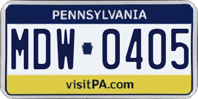 PA license plate MDW0405