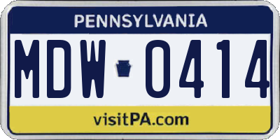 PA license plate MDW0414
