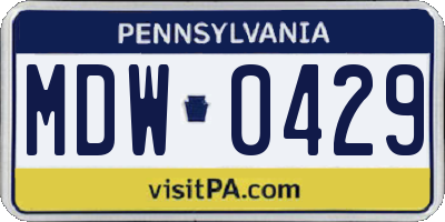 PA license plate MDW0429