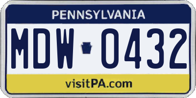 PA license plate MDW0432
