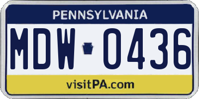 PA license plate MDW0436