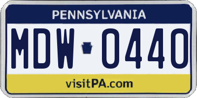 PA license plate MDW0440