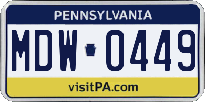 PA license plate MDW0449
