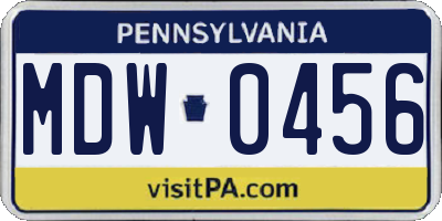 PA license plate MDW0456