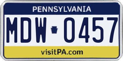 PA license plate MDW0457