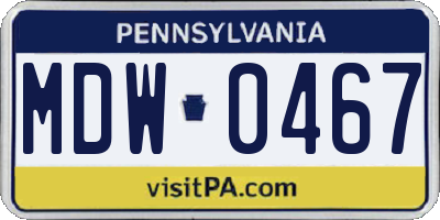 PA license plate MDW0467