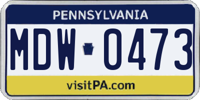 PA license plate MDW0473