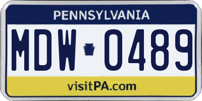 PA license plate MDW0489