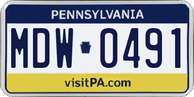 PA license plate MDW0491