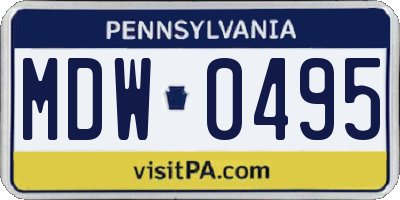 PA license plate MDW0495