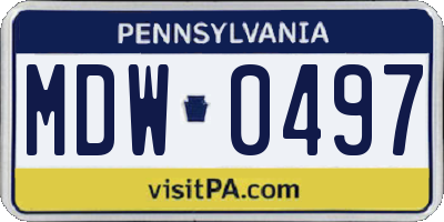 PA license plate MDW0497