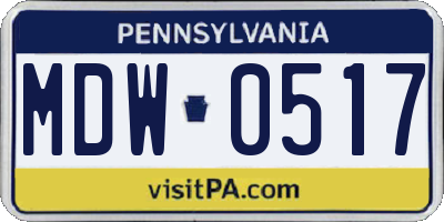 PA license plate MDW0517