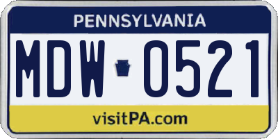 PA license plate MDW0521