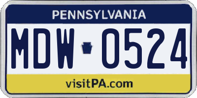 PA license plate MDW0524