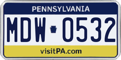 PA license plate MDW0532