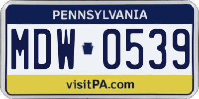 PA license plate MDW0539