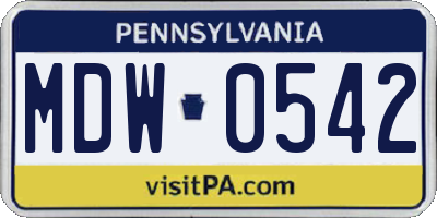 PA license plate MDW0542