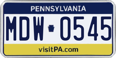 PA license plate MDW0545