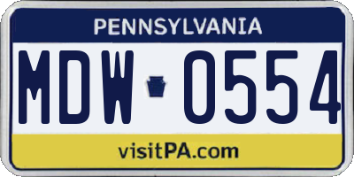 PA license plate MDW0554
