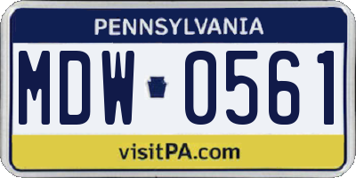 PA license plate MDW0561