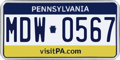 PA license plate MDW0567