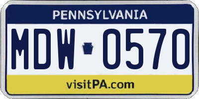 PA license plate MDW0570