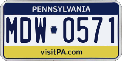 PA license plate MDW0571
