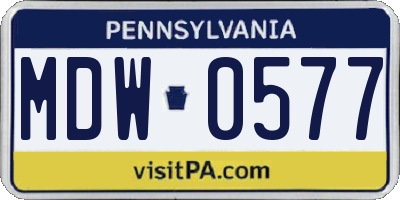 PA license plate MDW0577