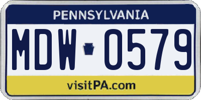 PA license plate MDW0579