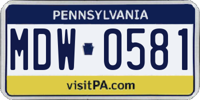 PA license plate MDW0581