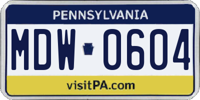 PA license plate MDW0604