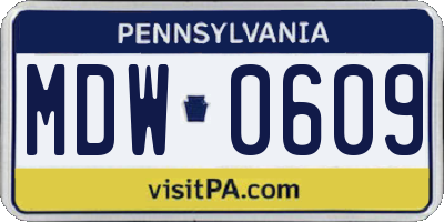 PA license plate MDW0609