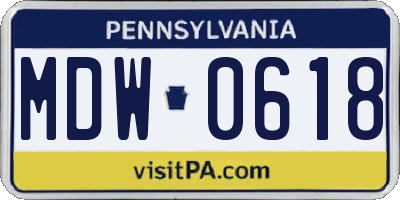 PA license plate MDW0618