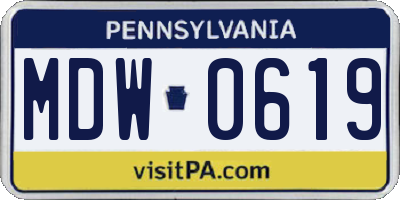 PA license plate MDW0619