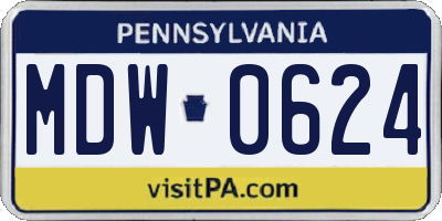 PA license plate MDW0624