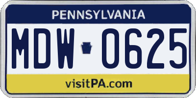 PA license plate MDW0625