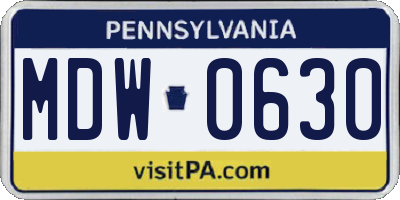 PA license plate MDW0630