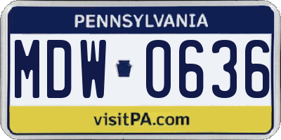 PA license plate MDW0636