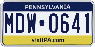PA license plate MDW0641