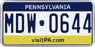 PA license plate MDW0644