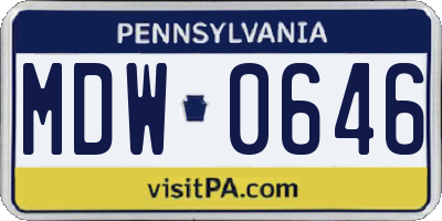 PA license plate MDW0646