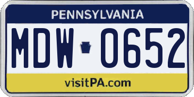 PA license plate MDW0652