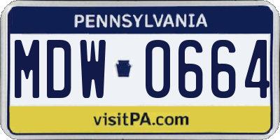 PA license plate MDW0664