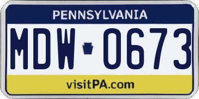PA license plate MDW0673