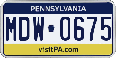 PA license plate MDW0675