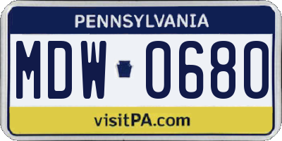 PA license plate MDW0680