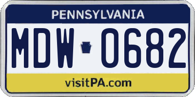 PA license plate MDW0682