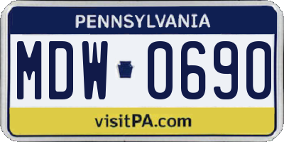 PA license plate MDW0690
