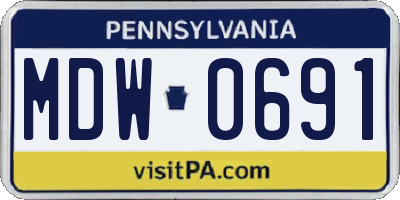 PA license plate MDW0691